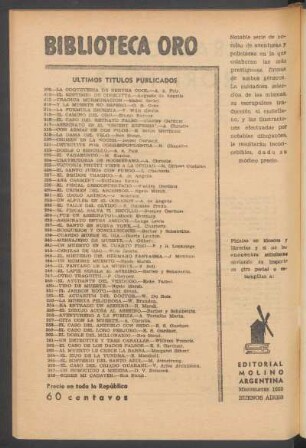 "Biblioteca Oro" últimos títulos publicados