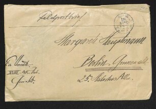Brief von Fritz von Unruh an Margarete Hauptmann