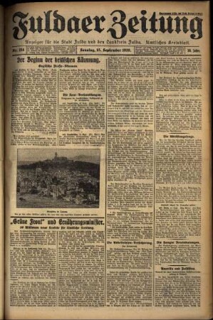 Erste Ausgabe vom Sonntag, den 15. September 1929.