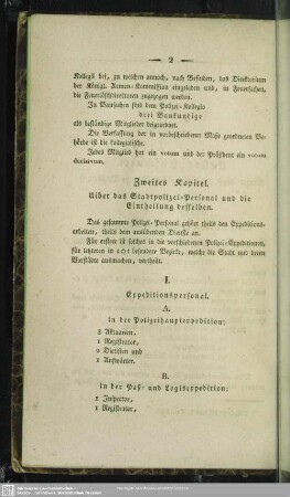 Zweites Kapitel. Uiber das Stadtpolizeit-Personal und die Eintheilung desselben