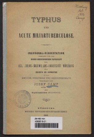 Typhus und acute Miliartuberculose