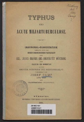 Typhus und acute Miliartuberculose