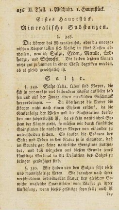 Erstes Hauptstück. Mineralische Substanzen.