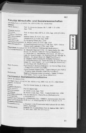 Fachbereiche BWL und VWL