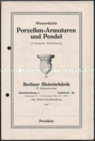 Preisliste über wasserdichte Porzellan-Armaturen und Pendel in besserer Ausführung