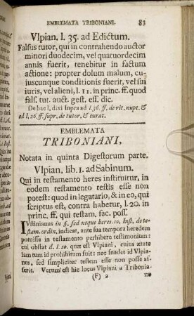 Emblemata Triboniani, Notata in quinta Digestorum parte.
