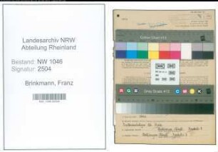 Entnazifizierung Franz Brinkmann , geb. 26.08.1921 (Hilfsarbeiter)