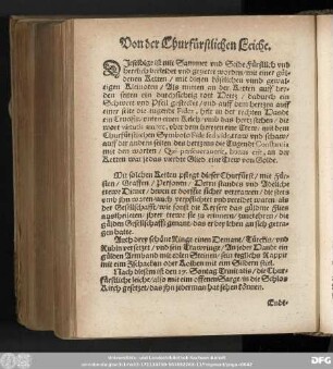 Von der Churfürstlichen Leiche.