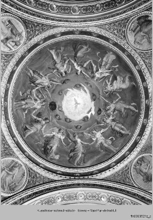 Freskendekoration mit Engelreigen, Evangelisten und Szenen der Genesis : Kuppelfresken mit Engelreigen