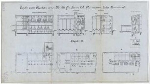 Technische Zeichnung : Projekt zum Neubau einer Mühle für Herrn O. A. Neumann, Labes (Pommern)