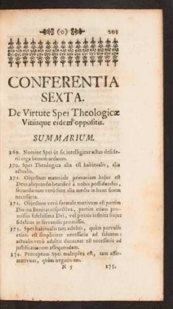 Conferentia Sexta. De Virtute Spei Theologicae Vitiisque eidem oppositis