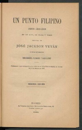Un punto filipino : juguete cómico-lírico en un acto, en prosa y verso
