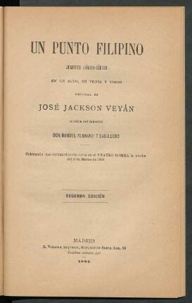 Un punto filipino : juguete cómico-lírico en un acto, en prosa y verso