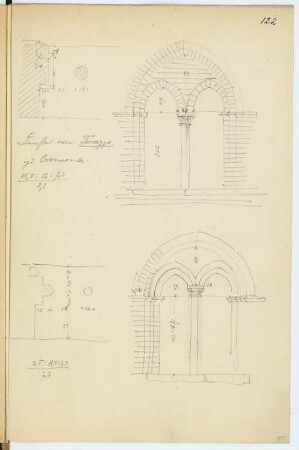 Dom Santa Maria Assunta (Torazzo), Cremona: Ansichten, Details Portal (aus: Skizzen- und Fotoalbum 4)