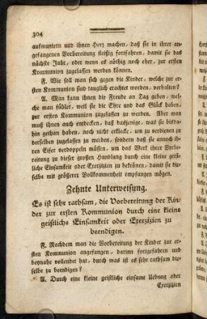 304-328, Anleitung, um die Kinder zur ersten Kommunion vorzubereiten: 10. Unterweisung - 18. Unterweisung