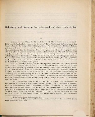 Bedeutung und Methode des naturgeschichtlichen Unterrichtes