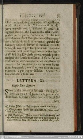 Lettera XXII. Illustrissimo Signore
