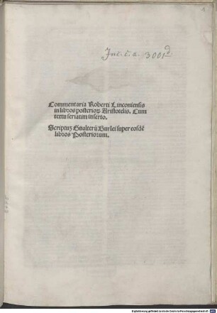 Commentaria in libros Posteriorum Aristotelis