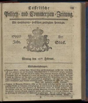 8tes Stueck, Montag den 18ten Februar 1799