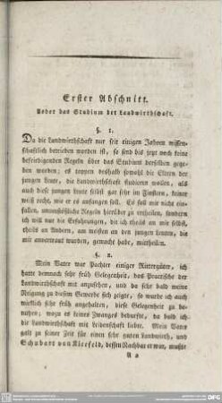 Erster Abschnitt. Ueber das Studium der Landwirthschaft