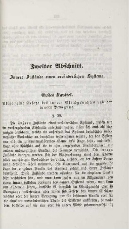 Zweiter Abschnitt. Innere Zustände eines veränderlichen Systems.