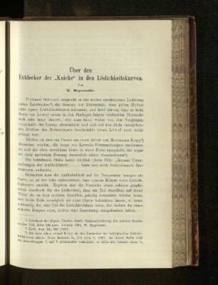 Über den Entdecker der "Knicke" in den Löslichkeitskurven.