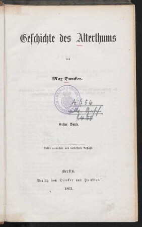 Bd. 1: Geschichte des Alterthums