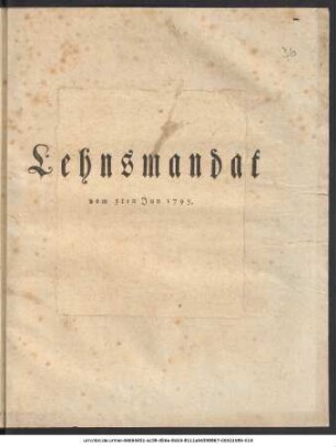 Lehnsmandat vom 5ten Jun 1795.