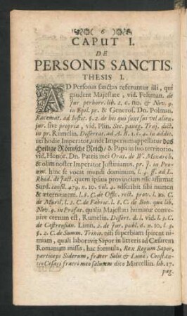 Caput I. De Personis Sanctis.