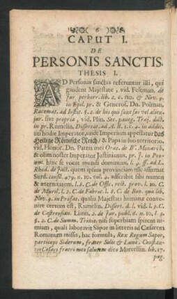 Caput I. De Personis Sanctis.