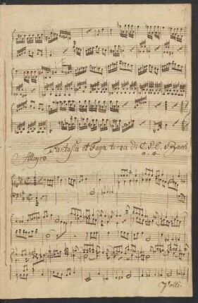 Fantasien and Fugen. Auszüge; org; c-Moll; H 75.5; Wq 119/7