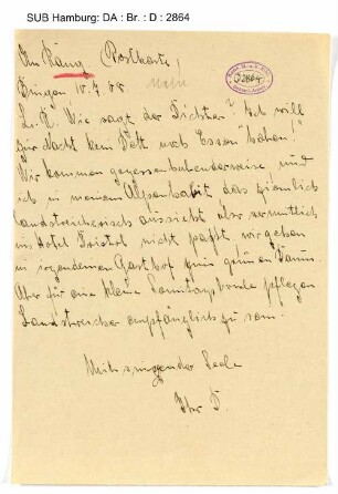 Postkarte an Florens Christian Rang