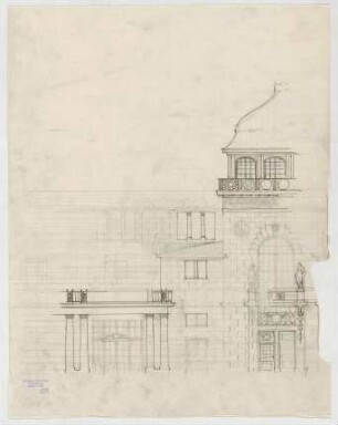 Thiersch, Friedrich von; Kassel; Stadthalle - Fassadenentwurf (Ansicht)