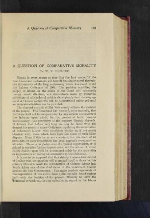 A Question of Comparative Morality