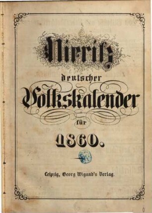 Deutscher Volkskalender. 1860 = N.F. 10
