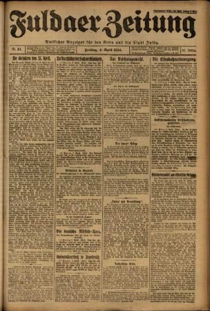 Erste Ausgabe vom Freitag, den 04. April 1924.
