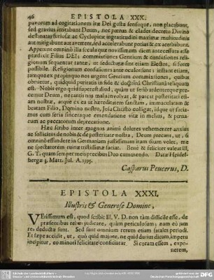 Epistola XXXI. Illustris & Generose Domine