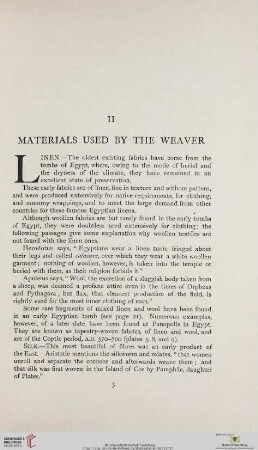 II. Materials used by the Weaver
