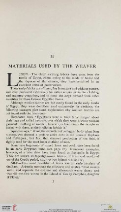 II. Materials used by the Weaver