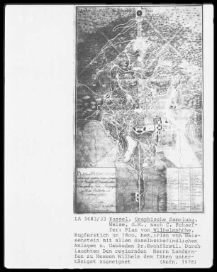 Kassel & Schloß Wilhelmshöhe & allen daselbstbefindlichen Anlagen und Gebäuden Sr. Hochfürstl. Durchlauchten Dem regierenden Herrn Landgrafen zu Hessen Wilhelm dem IXten untertänigst zugeeignet
