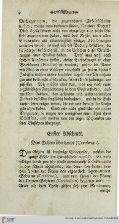 Erster Abschnitt: Das Gehirn überhaupt (Cerebrum)