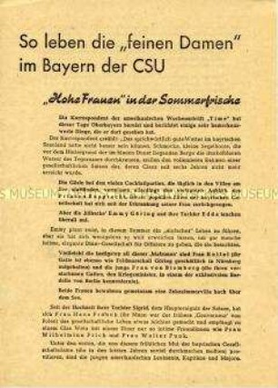 Wahlpropaganda der SED mit Polemik gegen CDU in Sachsen und CSU in Bayern