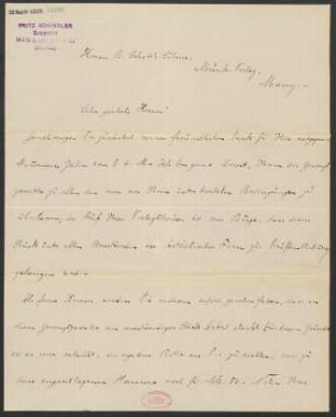 Brief an B. Schott's Söhne : 10.07.1905