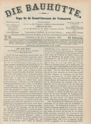 No 36. Frankfurt a. M., den 6. September 1919. 62. Jahrgang.