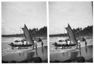 Mount Lavinia/ Sri Lanka: Einholen der Fischerboote am Strand