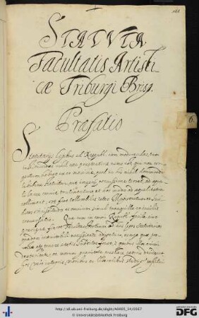 [fol. 181] Statuta Facultatis Artisticae