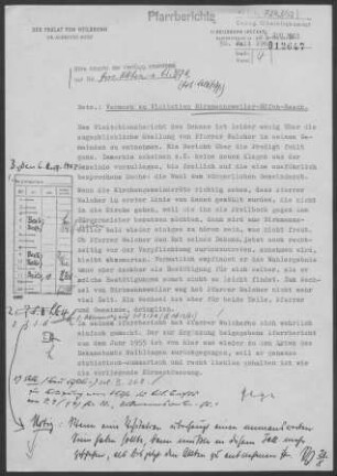 Birkmannsweiler mit Höfen-Baach: Visitationsbericht mit Pfarrbericht 1963