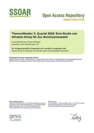 ThemenMonitor 3. Quartal 2018: Eine Studie von infratest dimap für das Bundespresseamt