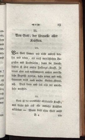 II. Von Gott, der Urquelle aller Kräfften.