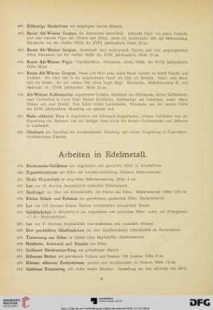 Arbeiten in Edelmetall (Nr. 479-584)